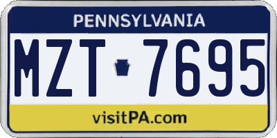 PA license plate MZT7695