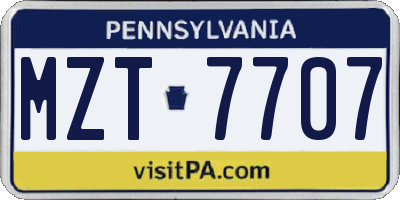 PA license plate MZT7707