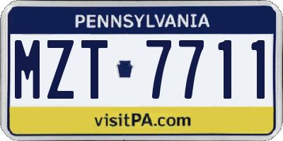 PA license plate MZT7711