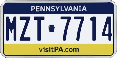 PA license plate MZT7714
