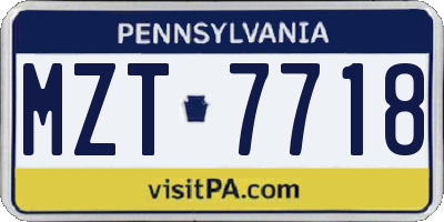PA license plate MZT7718