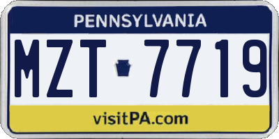 PA license plate MZT7719