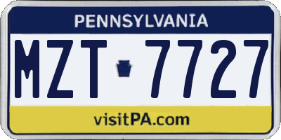 PA license plate MZT7727