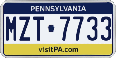 PA license plate MZT7733