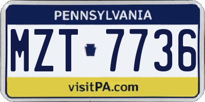 PA license plate MZT7736