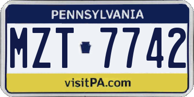 PA license plate MZT7742