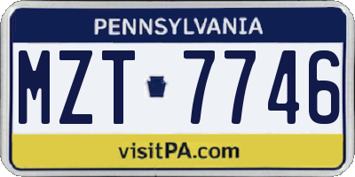 PA license plate MZT7746