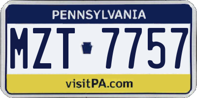 PA license plate MZT7757