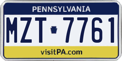 PA license plate MZT7761