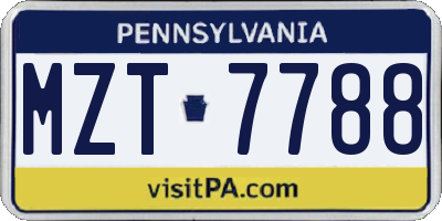 PA license plate MZT7788