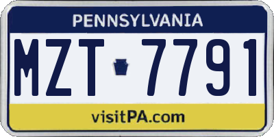 PA license plate MZT7791