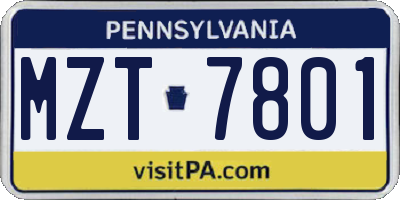 PA license plate MZT7801