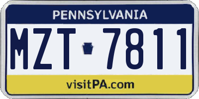 PA license plate MZT7811