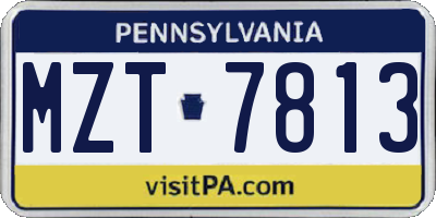 PA license plate MZT7813
