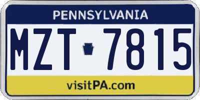 PA license plate MZT7815