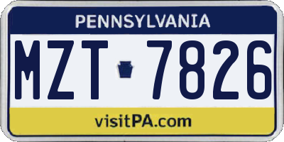 PA license plate MZT7826