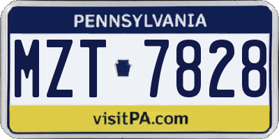 PA license plate MZT7828