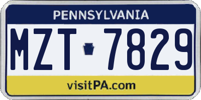 PA license plate MZT7829