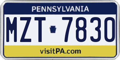 PA license plate MZT7830