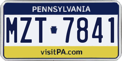 PA license plate MZT7841