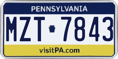PA license plate MZT7843
