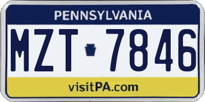 PA license plate MZT7846