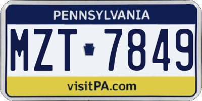 PA license plate MZT7849
