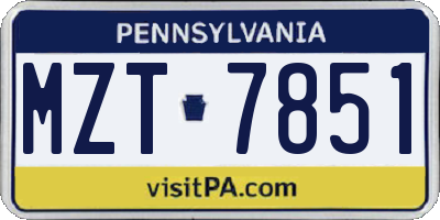 PA license plate MZT7851