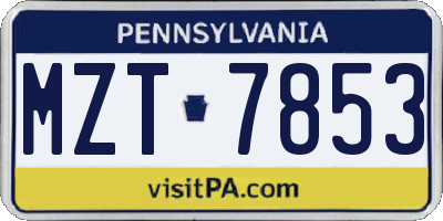 PA license plate MZT7853