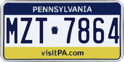 PA license plate MZT7864