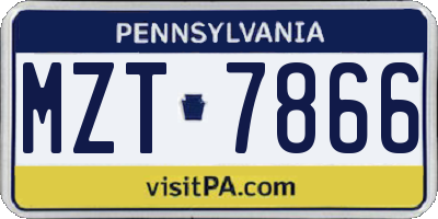 PA license plate MZT7866