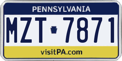 PA license plate MZT7871