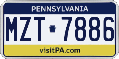 PA license plate MZT7886