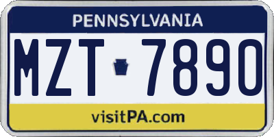 PA license plate MZT7890