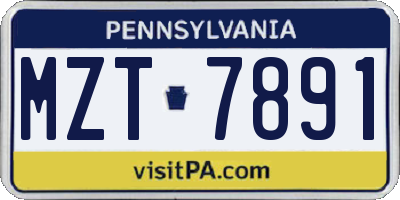 PA license plate MZT7891