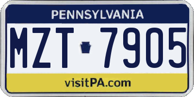 PA license plate MZT7905