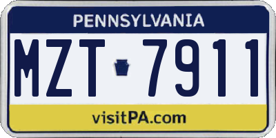 PA license plate MZT7911