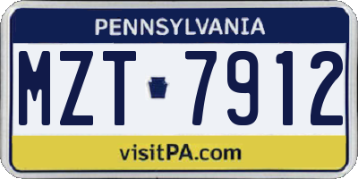 PA license plate MZT7912