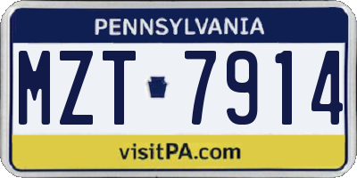 PA license plate MZT7914