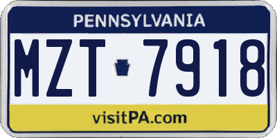 PA license plate MZT7918
