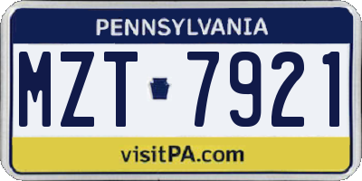 PA license plate MZT7921