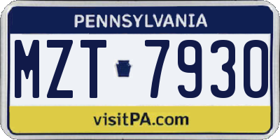 PA license plate MZT7930