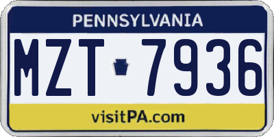 PA license plate MZT7936