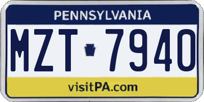 PA license plate MZT7940