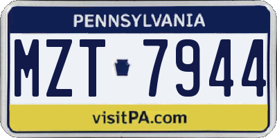 PA license plate MZT7944