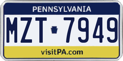 PA license plate MZT7949