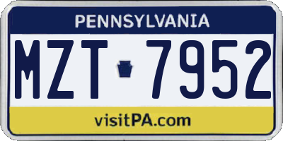 PA license plate MZT7952
