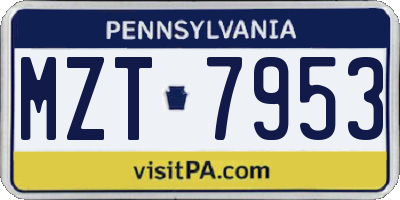 PA license plate MZT7953