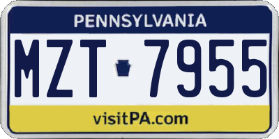 PA license plate MZT7955