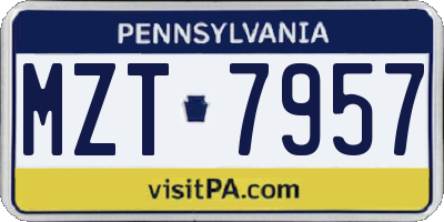 PA license plate MZT7957